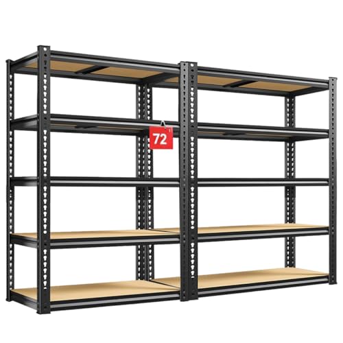 ZEUKMXOO 72" H Storage Shelves,Storage Shelves Heavy Duty,2400LBS Metal Shelving Units,Adjustable Garage Shelving Heavy Duty for Garage Storage,Warehouse,16"x35.5"x72",2 Pack