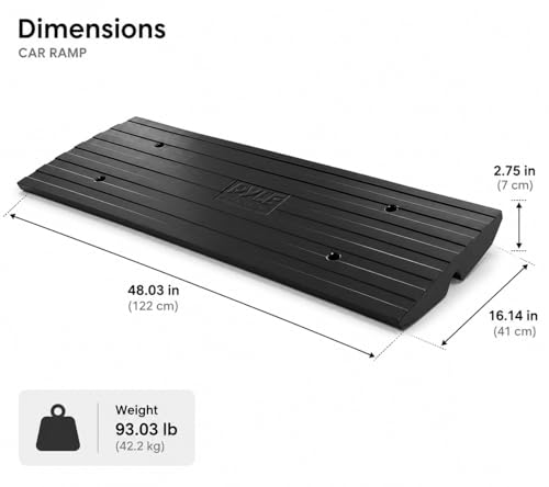 Pyle Car Driveway Curbside Bridge Ramp - Heavy Duty Rubber Threshold Curb Ramp, Used for Loading Dock, Garage, Sidewalk, Truck, Scooter, Bike, Motorcycle, Wheelchair Mobility, Other Vehicle - Pyle