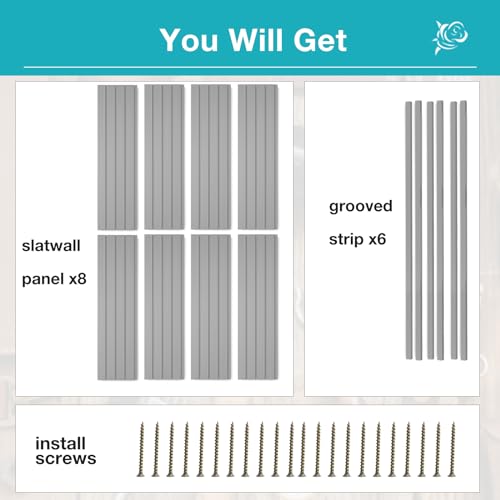 NeatiEase Slatwall Panel Wall Storage Systems, 4 x 8ft Slat Wall Paneling Garage Wall Organizer, Heavy Duty Wall Mounted PVC Wall Rack (Gray)