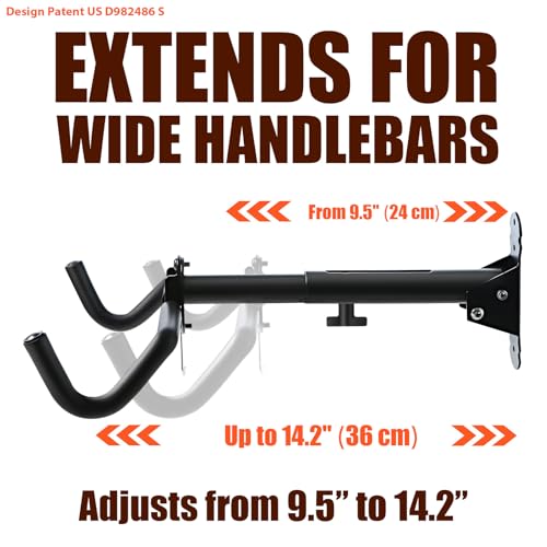 Gootus Bike Wall Mount Hanger - Horizontal Bicycle Indoor Storage Rack | Cycling Wall Mounted Holder Hook - Hang Your Road, Mountain or Hybrid Bikes in Garage or Home