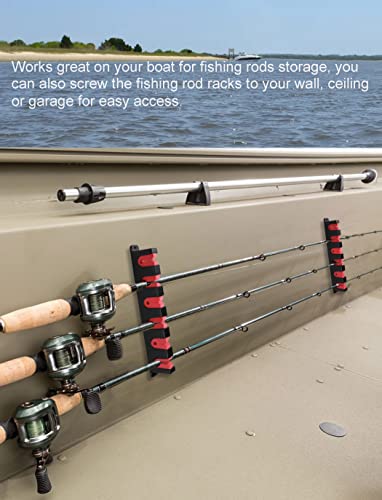 Ducurt Horizontal Fishing Rod Rack Holders Wall-mounted Fish Pole Holder for Garage & Boat 6-Rod Storage Racks -1 Pair Rod Holder Rod Holder (1 Pair Horizontal Red)