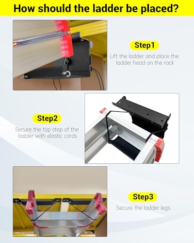 Universal Van Interior Ladder Storage Holder, Adjustable Internal Ladder Rack Fit for Van/Trailer/Truck Roof, Securely Stores Ladders in Vehicle, with Mounting Screws