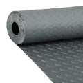 7.5 X 17 FT Rubber Garage Floor Mat, Diamond Plate PVC Mats Thickened Garage Flooring Roll for Under Car, Parking Mat Heavy Duty Non-Slip Protector, for SUV, Trailer, Gym, Shed, Basement (Grey)