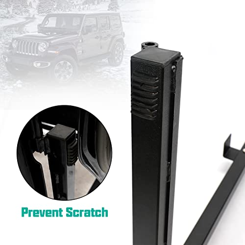 SUNPIE Sliding Door Storage Hanger Rack with Dust Cover Movable Car Door Holder Cart Compatible with 2007-2025 Wrangler JK JKU JL Gladiator