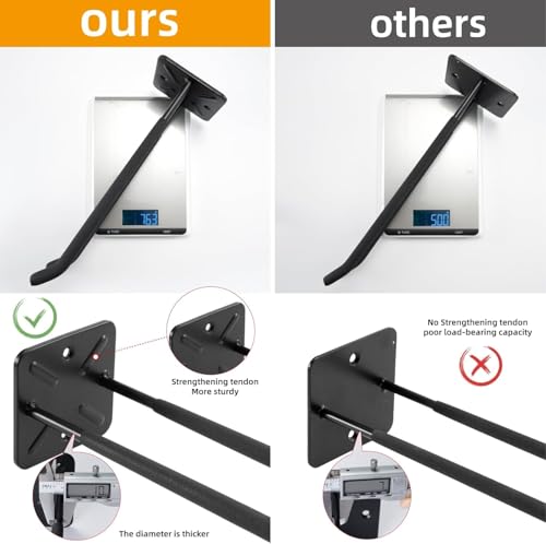 Sinoer Heavy Duty Garage Double Hooks, Ladder Hooks for Garage Wall Mount, 80KG Load Capacity, 32CM Extended Length, Multi-Functional Storage Hooks for Ladders, Bikes, Tools, Garden Equipment-(6 Pack)