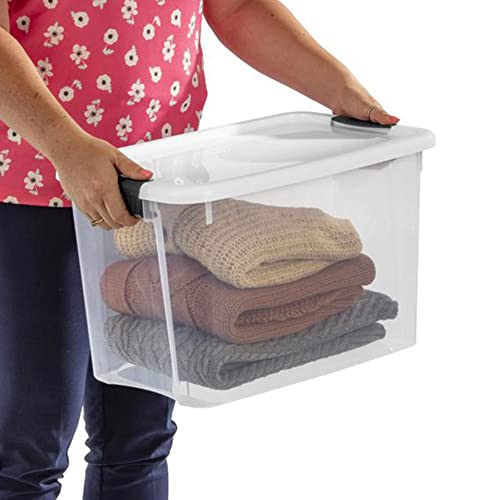 Sterilite 6-Pack 30 Quart Ultra Latch Box, Clear Storage Organizer Bins with Latching Lids - Stackable Plastic Containers for Home Organization in Garage, Attic, Basement, and Closet