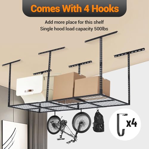GarveeHome Garage Ceiling Storage Racks - Heavy Duty, 96'' * 36'', Adjustable Cold Rolled Steel Racks, 600 lb. Loading Weight Capacity