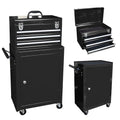 TCE ATBD134U-BLACK Torin Rolling Garage Workshop Tool Organizer: Detachable 3 Drawer Tool Chest with Large Storage Cabinet and Adjustable Shelf, Black