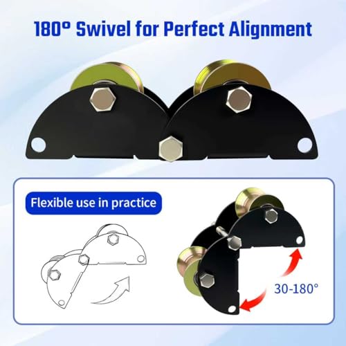 Heavy Duty Lifting Pulley System - Die-Cast Steel 1000LB Capacity, 180° Adjustable Angle Pulley with Hook, for Roof Top Lifting, Material Handling, Moving Heavy Objects