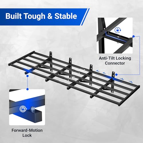 FLEXIMOUNTS 2 Pack 2x6ft Folding Garage Wall Shelves, Heavy Duty Wall Mounted Storage Rack, Holds Up to 1800 lbs,Organization System for Garage, Basement, Workshop, Black