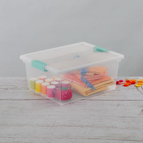 Sterilite 4-Pack Clip Box, Large Stackable Plastic Storage Bins w/ Latching Lids, 18.7 Gal - Heavy-Duty Organizing Containers for Home, Closet, Bathroom, and Office