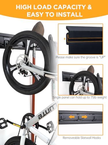 FRAYSCENT Slatwall Panels Garage Tool Organizer Wall Mount Garage Slat Wall Storage Systems, Bike Storage Rack Garage Organizers and Storage PVC Wall Panels Slat Wall Paneling