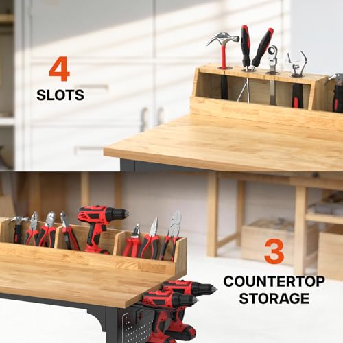Northsky Heavy-Duty 48" Adjustable Height Workbench - 2200 LBS Capacity with Storage & Pegboard, Built-in Power Outlet, Lockable Wheels for Garage, Workshop, & Home Use