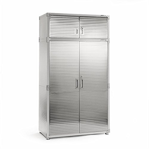 Seville Classics UltraHD Heavy Duty Mega Solid Steel Metal 2-Door Lockable Stacker Wall Storage, Cabinet Organizer for Garage, Warehouse, Office, Classroom, Granite, 48" W X 24" D X 18.5" H