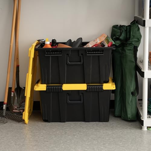 IRIS USA 22 Gallon Rolling Footlocker Pro with Wheels, 2 Pack - Made in USA, Lockable Storage Trunk, Heavy Duty Foot Locker for Storage, Camping Gear & Garage Organization