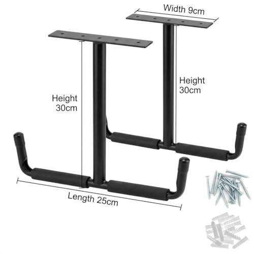 QWORK Overhead Ceiling Hooks Rack – Heavy Steel Storage Hangers for Garage, Workshop & Basement