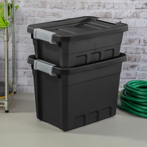 Sterilite 18-Pack Plastic Storage Bins with Lids, Stackable Containers, 4 Gallon, Black