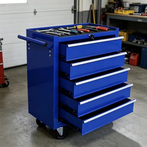 Torin 5 Drawer Tool Chest on Wheels, Rolling Garage Tool Storage Cabinet Workshop Organizer with Locking System for Garage, Warehouse, Workshop, Repair Shop