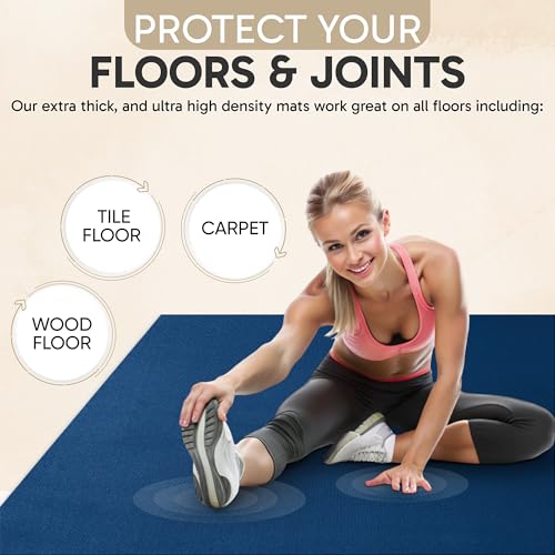 Gorilla Mats Large Exercise Mat – 7' x 5' x 1/4" – Ultra Durable Thick Workout Mat for Home Gym Flooring – Non-Slip, Flat, Fitness, Yoga & Weight Lifting Floor Mat – Shoe Friendly
