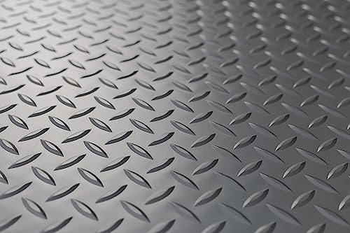 G-Floor Lite Diamond Tread Pattern Slate Grey Vinyl Rollout Garage Flooring Protector Mat for the Garage and Beyond - 7'6" x 14' Size