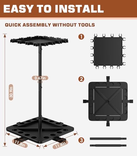 Roylvan Fishing Rod Holders for Garage, 360° Rotating Vertical Fishing Rod Rack, Metal Fishing Pole Stand Holds 16 Rods, Fishing Gear Equipment Storage Organizer for Ground, Fishing Gifts for Men