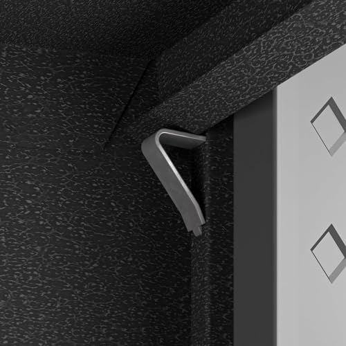 Manhattan Comfort Fortress Floating Garage Storage Cabinet with Adjustable Shelves and Lock, Recessed Handles, Metal Wall Mounted Lockable Utility Cabinet, Steel Garage Storage in Black and Grey