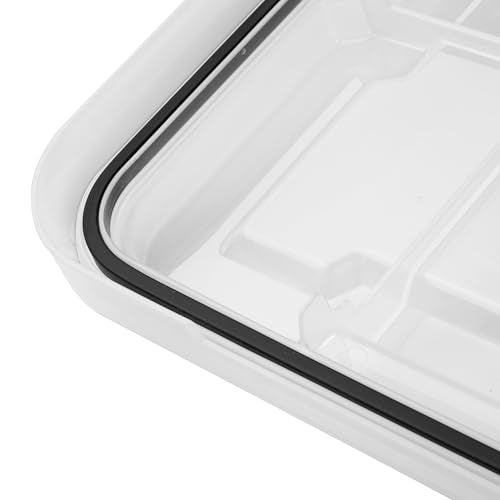 Sterilite 8 Pack 80 Qt Gasket Box, Clear Stackable Plastic Storage Container with Lids, Black - Waterproof and Dustproof Tote for Home Organization
