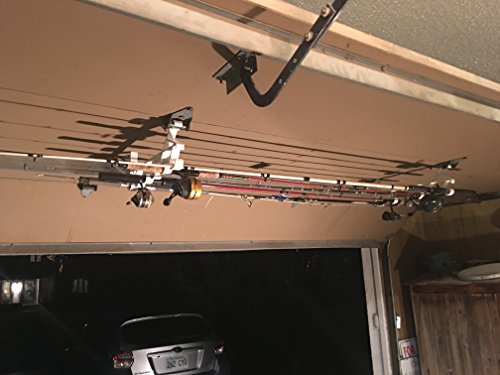 Fourth Wall Solutions Storage Rack for Garage Doors with Hooks for Fishing Rods, Kayak Paddles and More