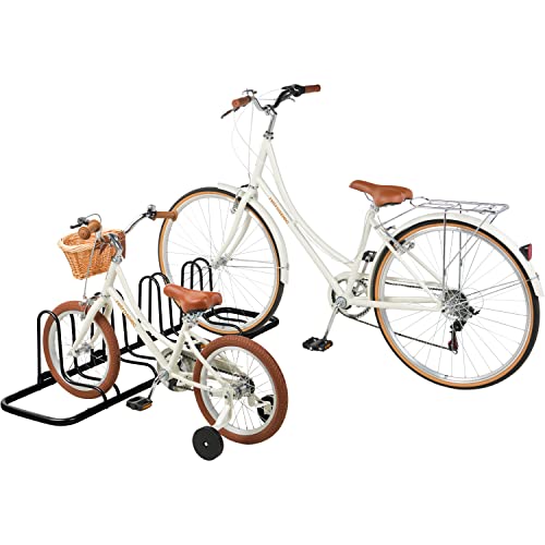 Retrospec Stash Garage Bike Rack, Weather Resistant Fine Powder Steel Coating Fits Wheels up to 3", Black, 4-Bike Rack L:59'' x W:14.5'' x H:14'', Fits 12”-29” wheels & 23C-3.0" tire widths