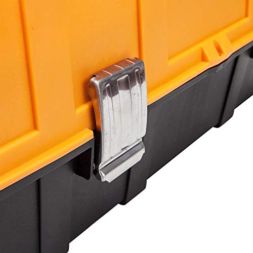 BIG RED ATRJH-3430B Torin 17" Plastic 3-Layer Multi-Function Storage Tool Box with Tray and Dividers, Black/Orange