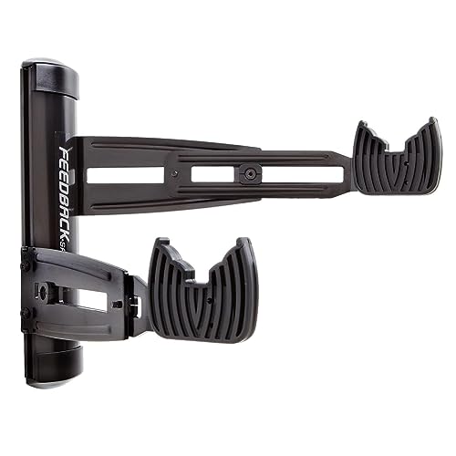 Feedback Sports | Velo Wall Rack 2D Bike Storage | Bicycle Hangar Mount W/Adjustable Arms | Road, Gravel, Mountain Bike Compatible | For Garage, Apartment, Shed | Black