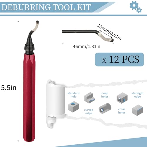Deburring Tool with 12 High Speed Steel Blades, Deburring Tool 3D Printing, Deburring Tool for Metal, Resin, Copper, Plastic, PVC Pipes, 3D Printed Edges