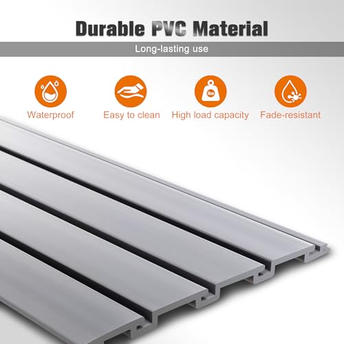 RocVanc Slatwall Panel 4x8FT, Garage Slat Wall Storage Systems Durable and Sturdy, Easy-to-Install Interlocking PVC Slat Wall Organizer Panels Flexible and Convenient, Maximize Vertical Space