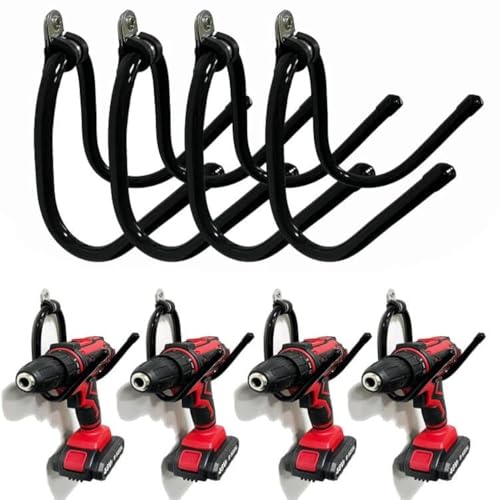 AUXPhome Power Tool Organizer - Wall Mount Garage Storage Rack, Hanger Hooks for Drills, Cables, Accessories & Tool Box - Holds 4 Drills