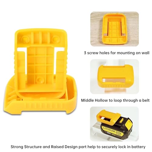 Tool Holders and Battery Mounts Compatible with Dewalt 20V and 60V, Heavy-Duty ABS Wall Organizer Rack with Screws, Drill and Battery Holder Mount for Garage, Workshop, Job Site (20 Pack)
