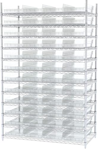 Akro-Mils 30174 Plastic Shelf Bins, Heavy Duty Storage Bins for Garage, Closet, and Drawer Organization, 24-Inch x 11-Inch x 4-Inch, Clear, 6-Pack