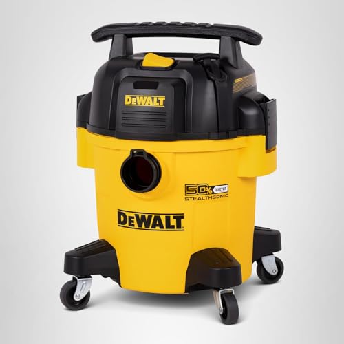 DEWALT Wet Dry Shop Vac 5 Gallon, STEALTHSONIC Ultra Quiet Shop Vacuum Wet and Dry 4 Peak HP, Powerful Suction Wet Dry Vacuum Cleaner, Portable Vacuum for Home, Garage, Workshop, Jobsite, DXV05P-QT