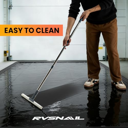 RVSNAIL Garage Floor Mat, 7'9''x18' Heavy Duty 1.2inch Thick Containment Mats, Waterproof PVC Matwith High Elastic Sponge Column, Non-Slip Surface, Parking Mat with a Squeegee