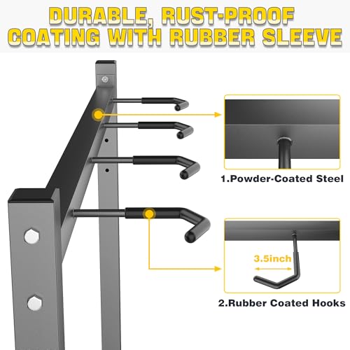 Ultrawall Freestanding Bike Rack with Wheels, Vertical Bike Storage Stand for Garage, Indoor Bicycle Organizer Holds Up to 4 Bikes, Heavy-Duty Steel Bike Rack