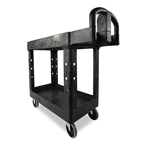 RUBBERMAID RM Utility Cart #500 2 Shelf Blk HD, 1 EA