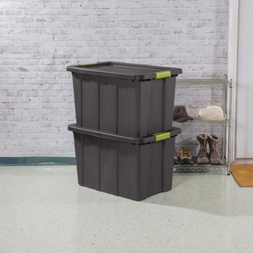 Sterilite 4-Pack Latching Tuff1 Tote, Large Plastic Storage Bins w/Lids, 30 Gallon, Gray - Heavy-Duty Stackable Organizer Boxes and Containers for Home, Office, Basement, Closet, and Garage
