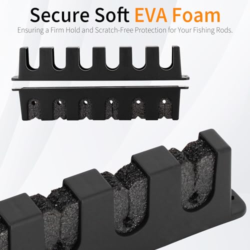 Xproutdoor Fishing Rod Holder Wall, Vertical/Horizontal Fishing Rod Holder, Rod Stands Fishing Rods, Fishing Rod Stands for Family Wall Garage Storage 6 Fishing Rods