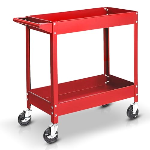 BIG RED 300 LBs Capacity 2 Shelf Steel Service Utility Cart, APTC304R