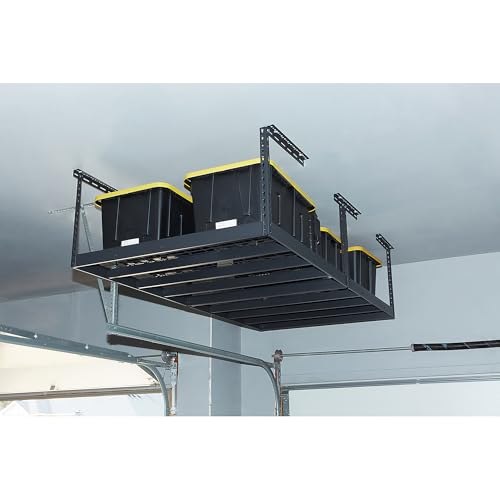 Klutch Overhead Garage Storage Rack — Adjustable Height, 96in.L x 48in.D x 23–37in.H