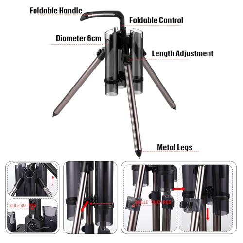 Gisafai Fishing Rod Carrier Surf Fishing Holder Foldable Pole Holder Stand 3 Rod Portable Vertical Beach Pole Storage Freestanding Rack for Fisherman Garage Home Outdoor(15.35 Inches,Black)