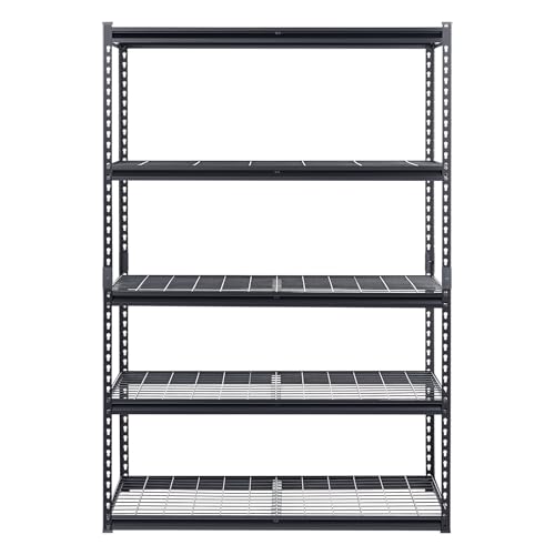 VEVOR Storage Shelves, 3000 lbs, 5 Tier Heavy Duty Garage Shelving, 24" D x 48" W x 72" H Adjustable Metal Shelves for Industrial Shelving Unit Utility Shelf, for Kitchen, Warehouse, Basement, Black