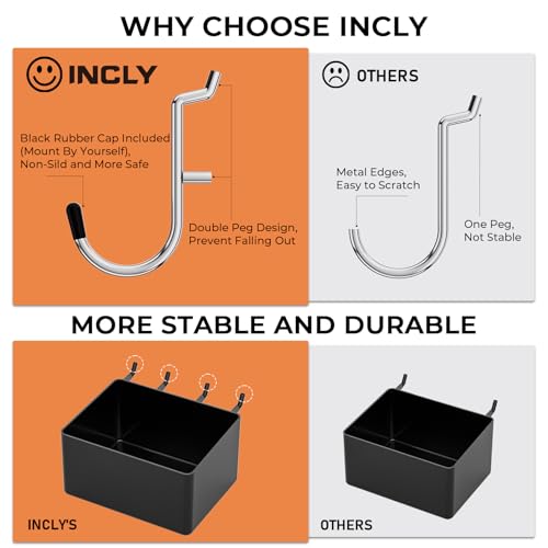 INCLY 278PCS Pegboard Accessories Organizer Kit, Peg Board Hooks Assortment with Bins for Organizing Various Tools, Fit 1/8 or 1/4 inch Pegboard for Hanging Storage, Garage Wall Attachments