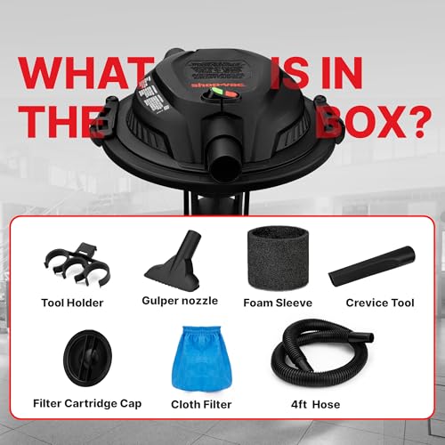 Shop-Vac 2.5 Peak HP Wet/Dry Vac Bucket Head, Fits 5 Gallon Bucket (Sold Separately), Portable Shop Vacuum, 1.25 Inch Diameter x 4 Foot Hose, 6 Foot Cord, Ideal for Jobsite, Garage, Workshop & Home