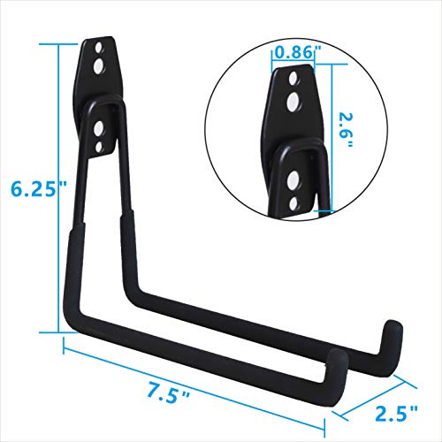 Garage Hooks, 4 Pack Wall Mount Storage Hanger with 2 Extension Cord Holder Organizer, Heavy-Duty 7.5 inch Long Hooks for Ladder, Ski, Sports, Utility, Garden Tool, Hose Storage Rack Organizer