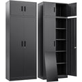 BESFUR Metal Storage Cabinet 87" H,Tall Locking Storage Cabinets with Top Cabinet and 4 Adjustable Shelves for Home Office, Garage,School, Apartment, Warehouse, Utility Room，Black
